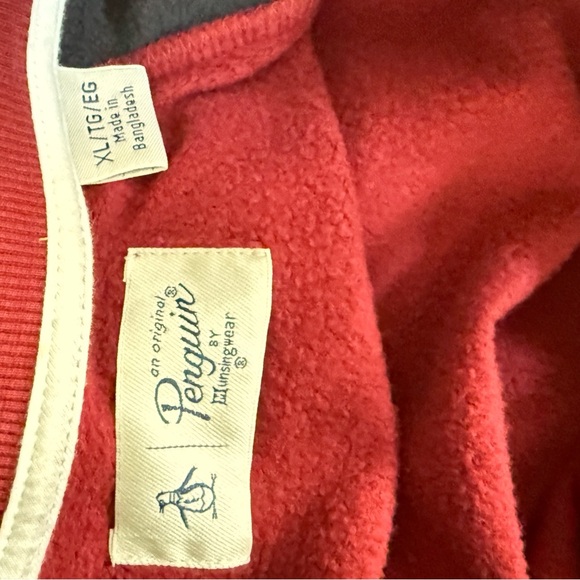 Original Penguin Red and Gray Zip-Up Sweater - Picture 3 of 3